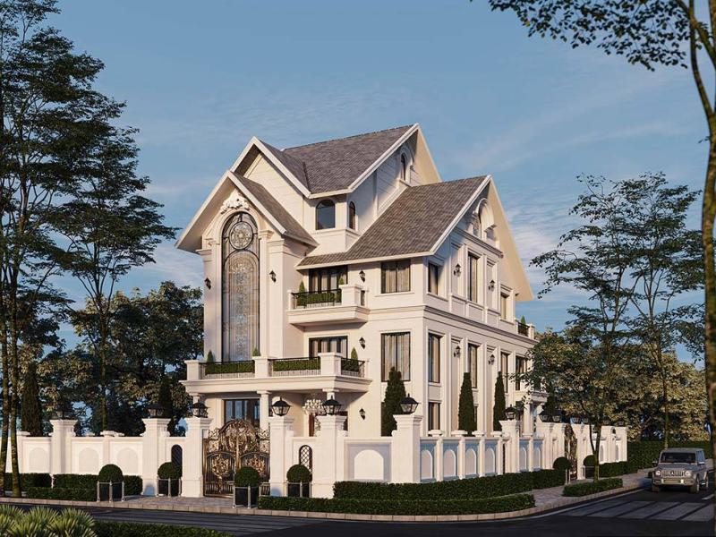 Phối cảnh mẫu thiết kế biệt thự Pháp 3 tầng Hải Phòng ấn tượng